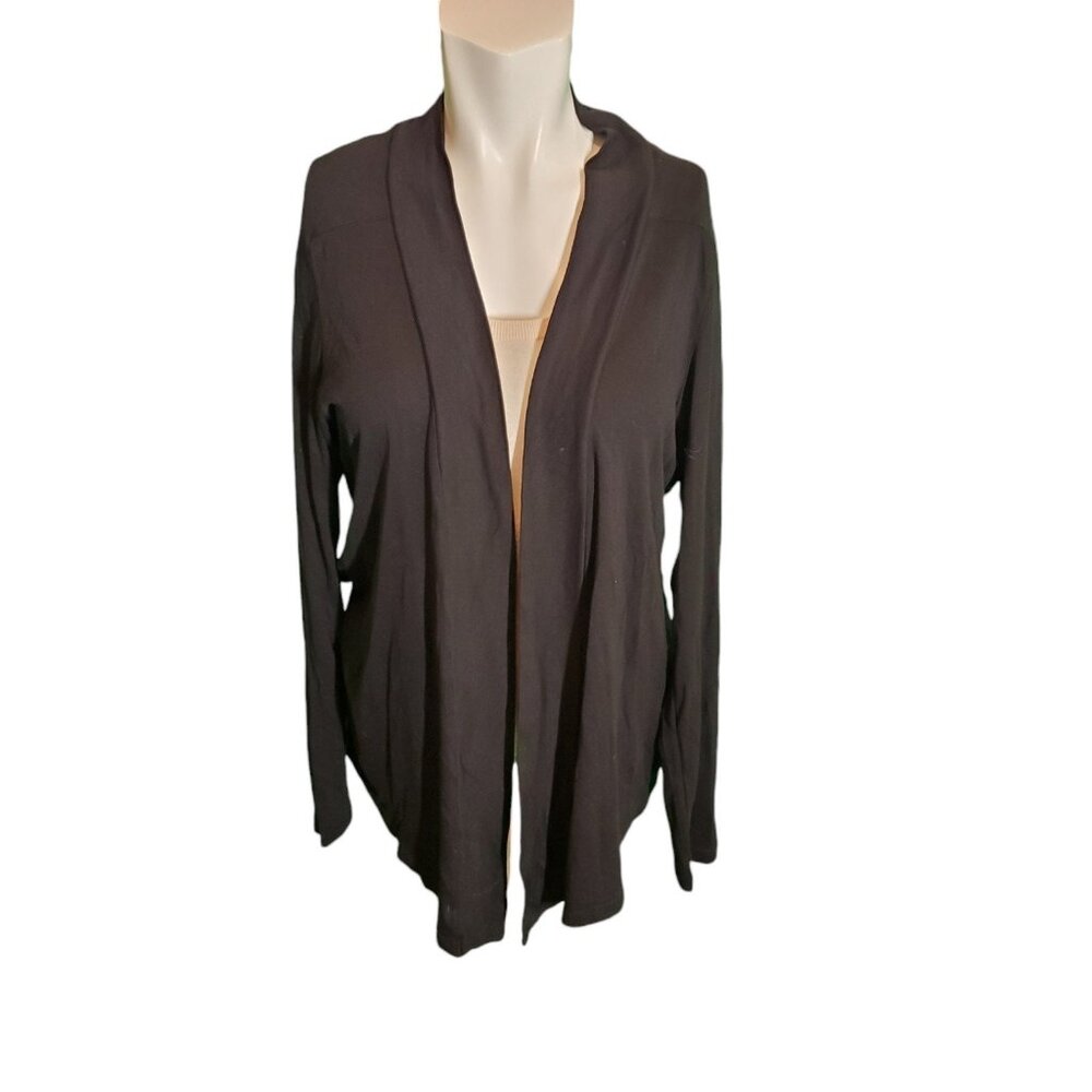 Splendid Jersey Cardigan Wrap Open Front Long Sleeve T Shirt Black Sz L